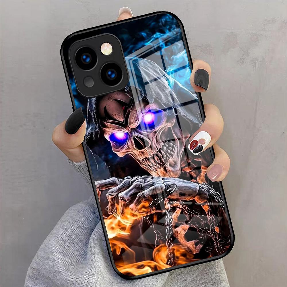 Чехол для телефона S-Череп S-Скелет Жнец Для IPhone 17 Pro Max 16 15 14 Pro Max 13 11 X Xs Xr 8 7Plus Стеклянная Крышка