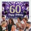 Счастливого 60-летия Баннер-фон Фиолетовая тематика Фон с блестящими бриллиантами Благородный Элегантный Фон для Фотосъемки Дня Рождения Фотобудка