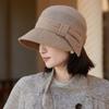 Autumn and Winter Warm Woolen Bucket Hat Female Splicing Retro Bucket Hat Windproof Basin Hat Fit for Outdoor, Casual & Formal Events