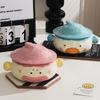 Миска для лапши в виде клоуна, керамическая, для студентов общежития, с крышкой-ручкой, милые креативные столовые приборы, смешная, с широким горлом, большая, удобная миска для супа