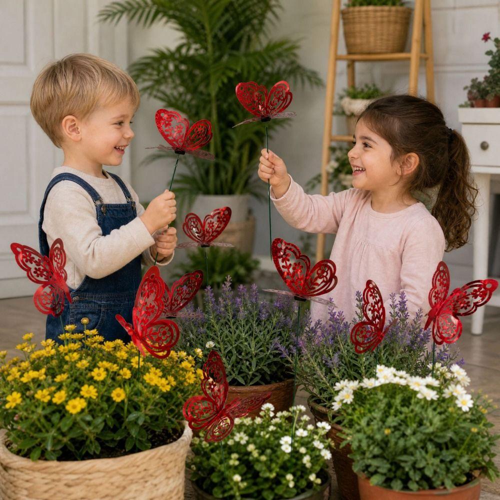 12PCS Bonsai Ornament Butterfly Garden Stakes Multicolor Ground Picks For Courtyard