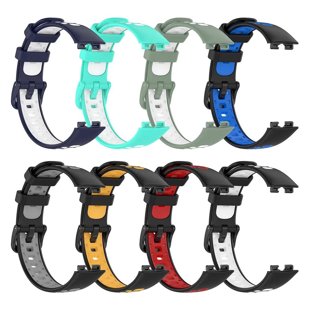 Силиконовый ремешок для Huawei Band 10 9 8 двухцветный ремешок для часов браслет аксессуары для браслета