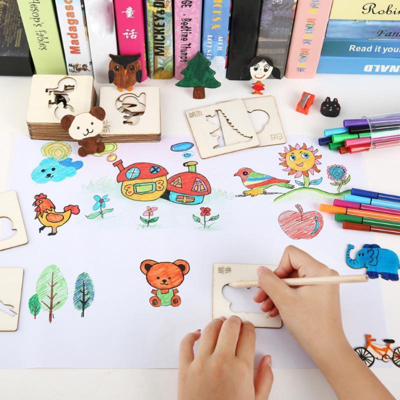 20pcs Kids Drawing Toys Wooden DIY Painting Template Stencils Learning Educational Toys for Children Gift4.7More Than 7000 Purchases