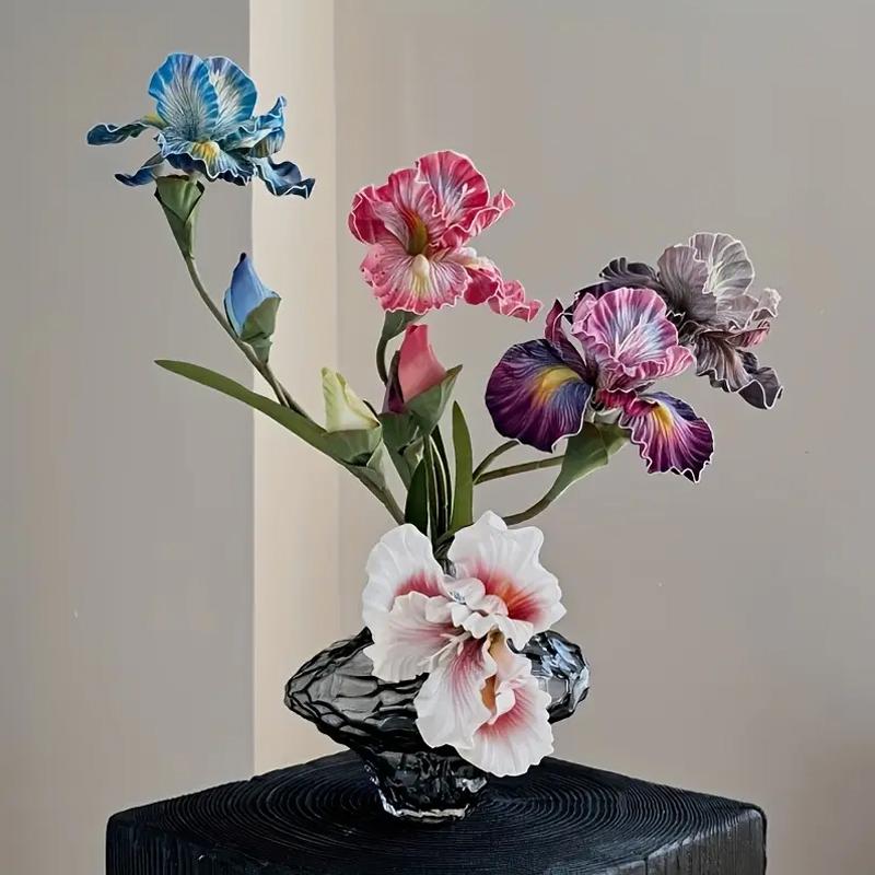 1шт 2-головчатые цветы ириса для вечеринки, свадьбы, декоративные искусственные орхидеи каттлеи, украшения для дома, искусственные цветы, шелковые цветы 45 см