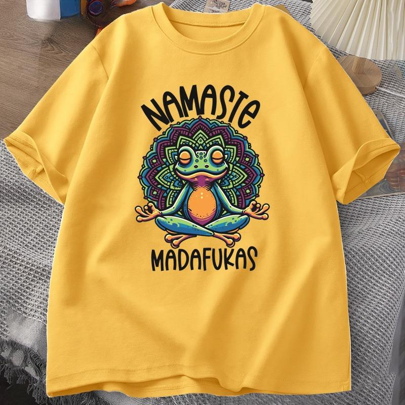2026 Summer Unisexs Fun Frog Print 100 Pure Cotton Round Neck Tshirt Unisex Street Fashion Soft Breathable Short Sleeved Shirt