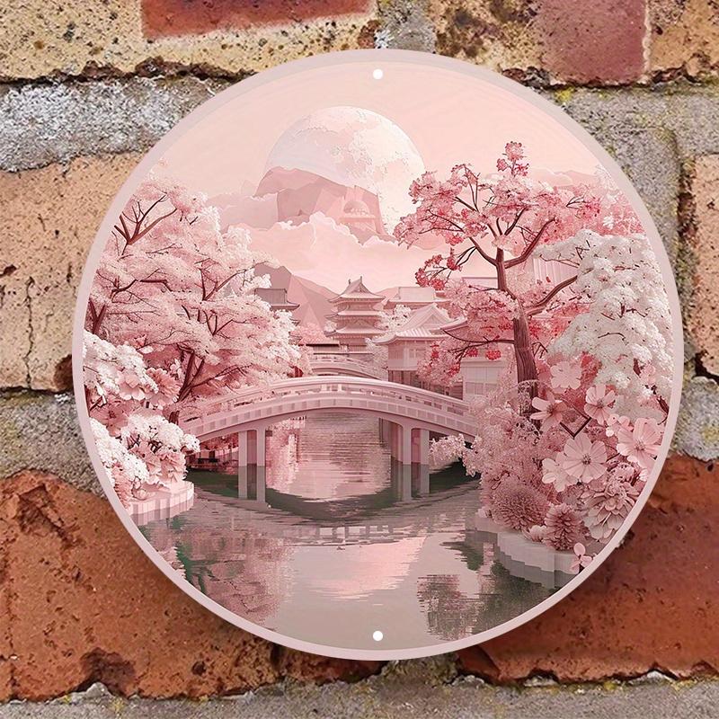 Деревянный круглый настенный знак японского храма, устойчивый к царапинам, наружный и внутренний декор, настенное искусство, домашнее украшение для настенного крепления на входную дверь церкви