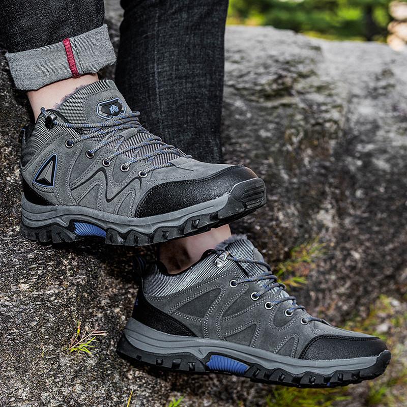 Мужские зимние ботинки, походные ботинки, зеленые, мужские, повседневные, для скалолазания, спортивные ботинки, теплые, с мехом, большого размера