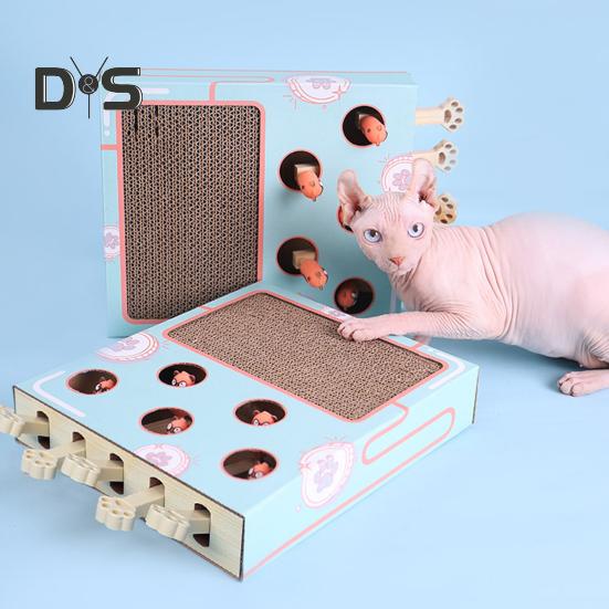 Игрушка для кошек «Бей крота» 3 в 1 интерактивная картонная когтеточка с игрушкой «Бей крота» для кошек, живущих в помещении