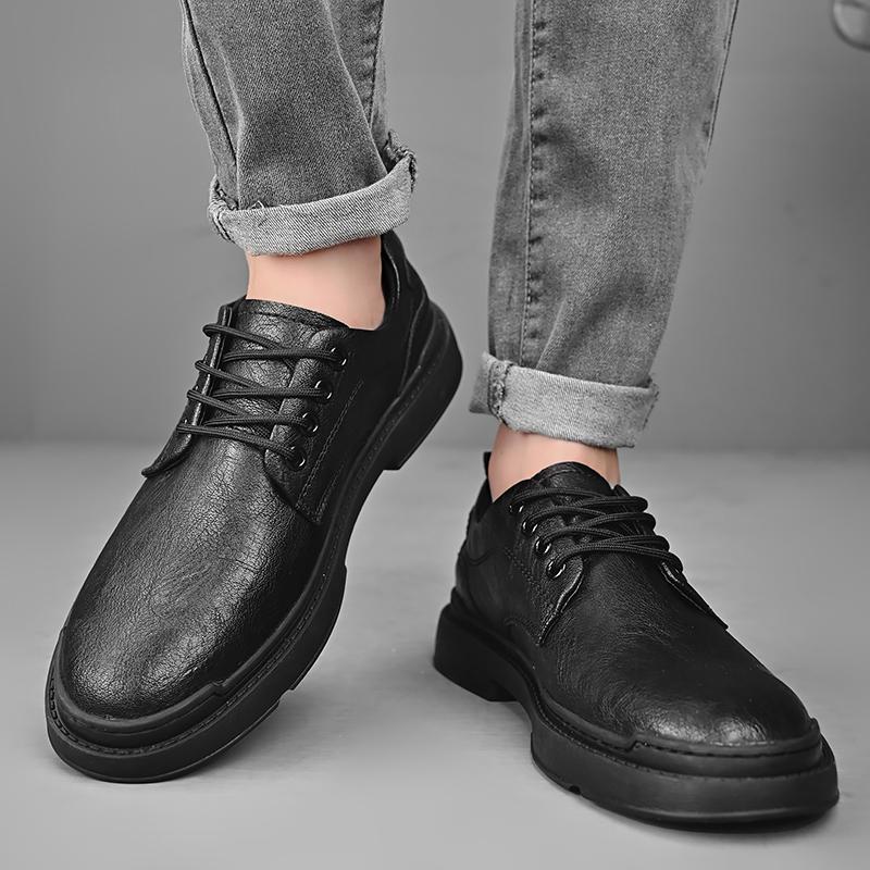 Men's Leather Shoes Lace Up Black Soft Leather Soft Bottom Spring Autumn Best Man Business Formal Wear Casual Oxfords Shoes