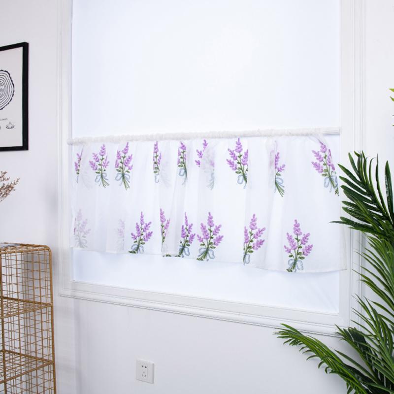 Kitchen Tiers Cabinet Embroidery Curtain Window Short Curtain Half Window Treatment