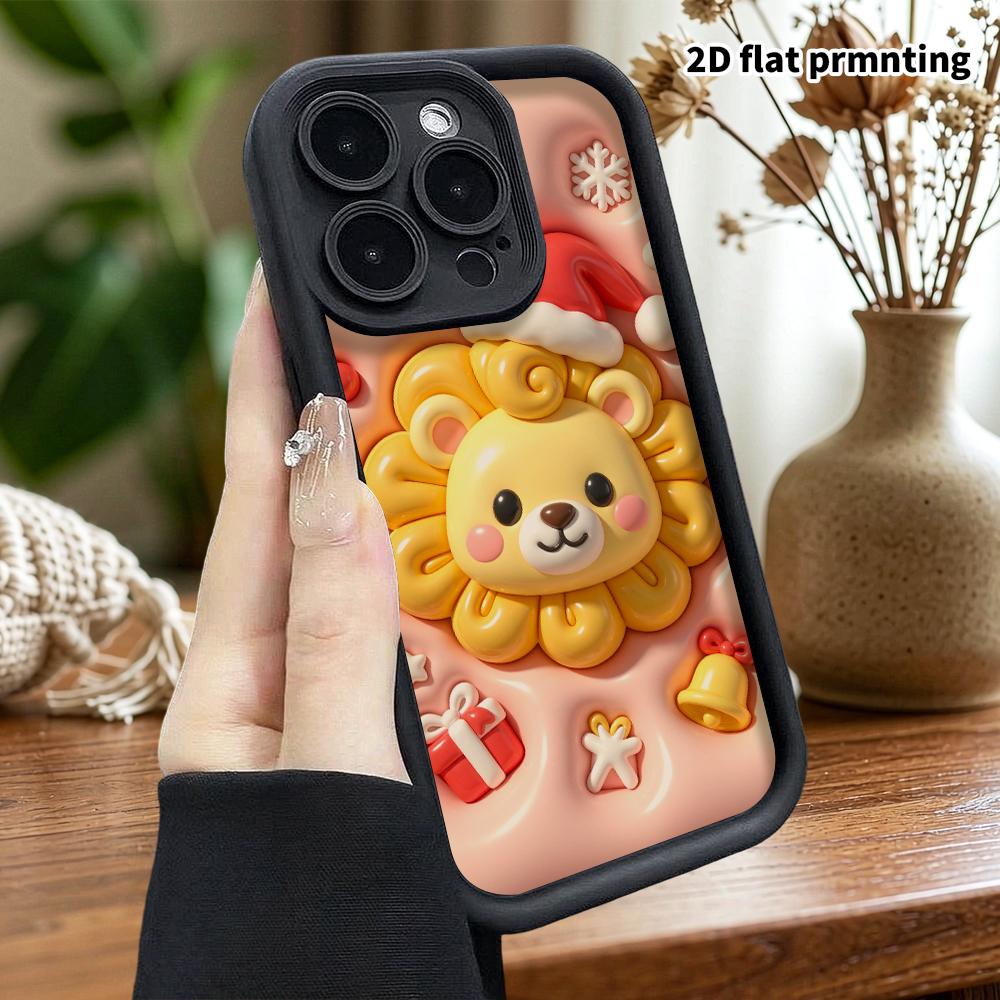 Phone case: 2D flat, suitable for iPhone 18, 17, 16, 15, 14, 13Pro protective case, little yellow lion, perfect Christmas and Halloween holiday gift