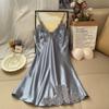 Summer Cross-Border Ice Silk V-Neck Camisole Dress with Chest Pad