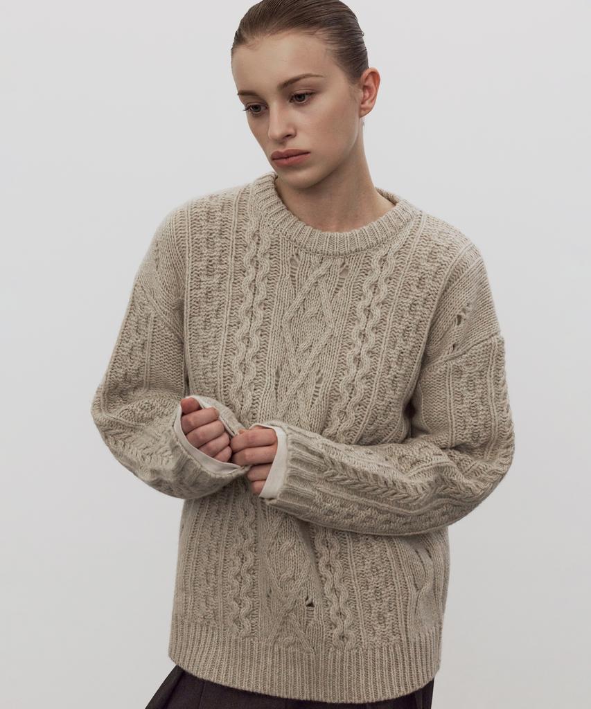 Eliotti Aran Wool Sweater_2Color