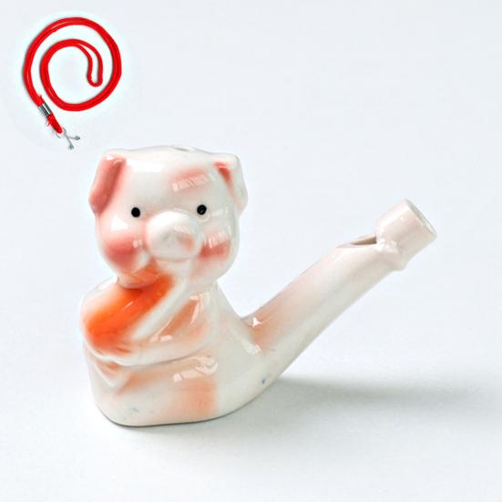 Мини Керамический Свисток Водяная Птичка Милые Животные Китайского Зодиака Шумоиздатель с Подвесным Шнурком Имитирует Пение Птиц Свисток Детская Игрушка для Ванны