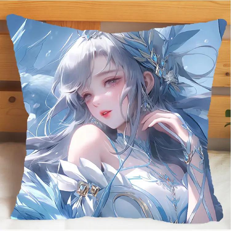 Arena of Valor Honor of Kings Xi Shi Подушка и наволочка Чехол для подушки-подушки Двусторонняя печать Плюшевые декоративные подушки 40x40см