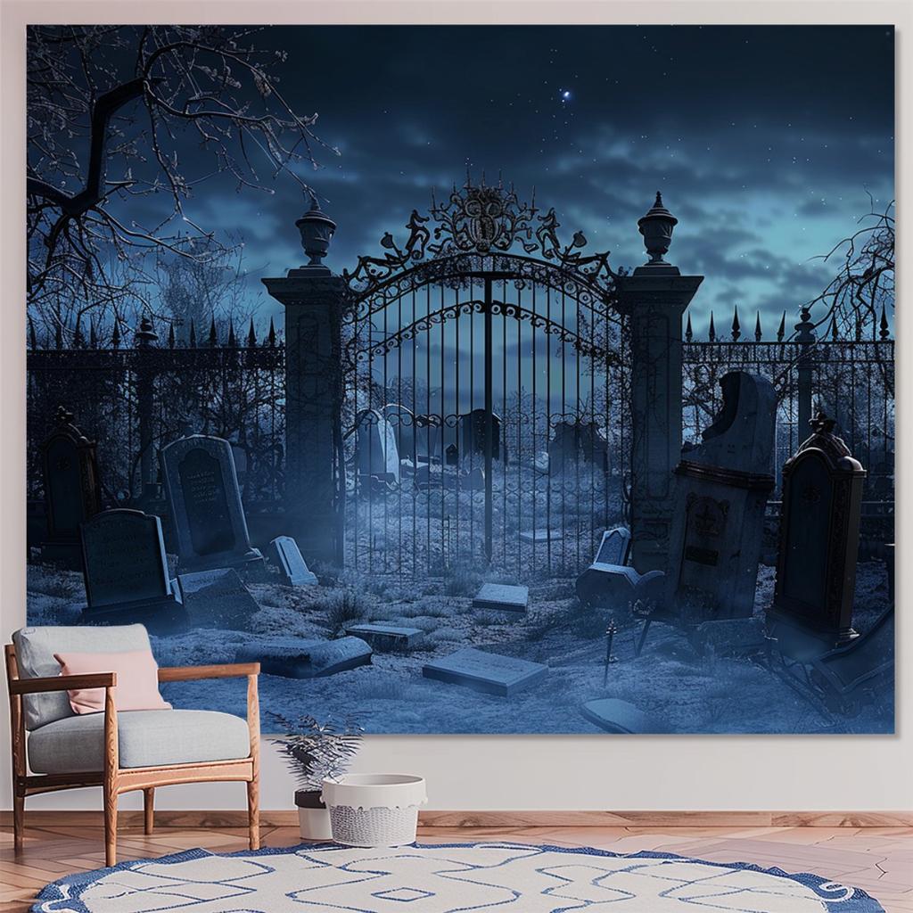 Halloween horror cemetery backdrop fabric party decoration banners multi-functional indoor and outdoor photo props.PMJ