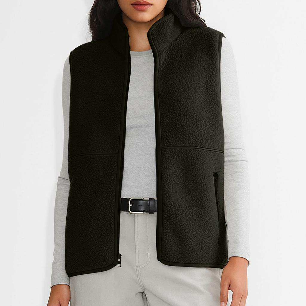 Women's Fashion Warm Sleeveless Vest Zipper Fleece Jacket