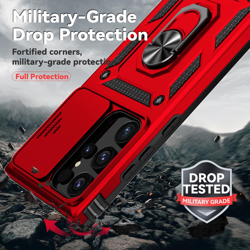 Защитный чехол 3 в 1 для телефона Samsung Galaxy S24 S23 Ultra S23 Plus S24 Plus S23 FE Броня военного класса Противоударное кольцо Магнитная подставка