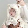 Windproof Mask Integrated Hat Cartoon Bear Plush Fleece Hat Cozy Kids Winter Hat