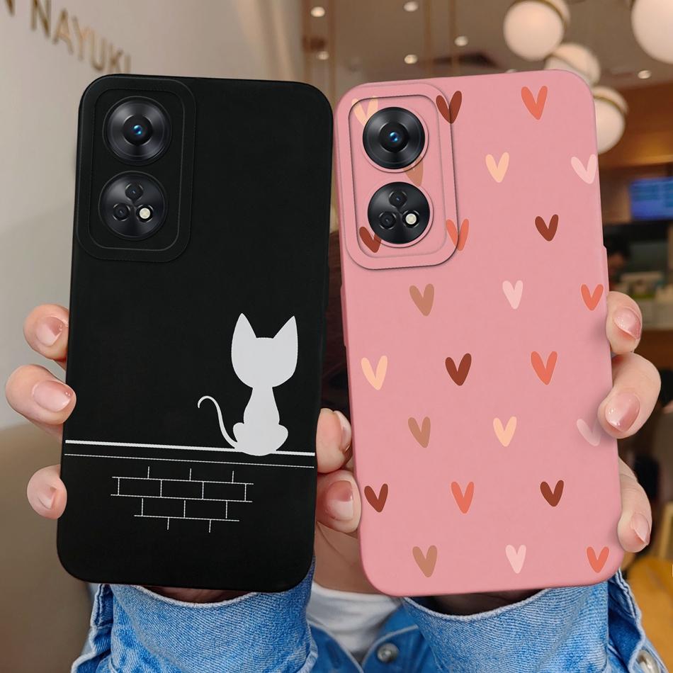 Чехол для телефона Oppo Reno 8T 8Z, Сердечко, Защита камеры, Мягкая задняя крышка из жидкого силикона для OPPO Reno8T 4G 5G 8 Lite, Бампер