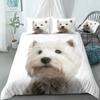 3D Dog Duvet Cover Set West Highland White Terrier Bed Set White Bedding Boys Girls Cute Pet Quilt Cover 3pcs Dropship