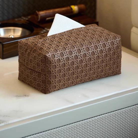 Yousheng Держатель для салфеток из искусственной кожи Легкий в уходе Ротанг Устойчивый к пятнам Чехол для салфеток Аксессуар для ванной комнаты