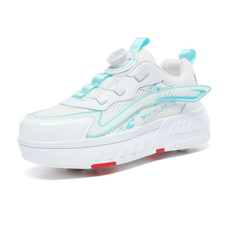 Новые беговые туфли Четырехколесные блочные туфли для девочек Детская обувь с колесами Коньки для мальчиков и девочек Студенческая деформационная обувь