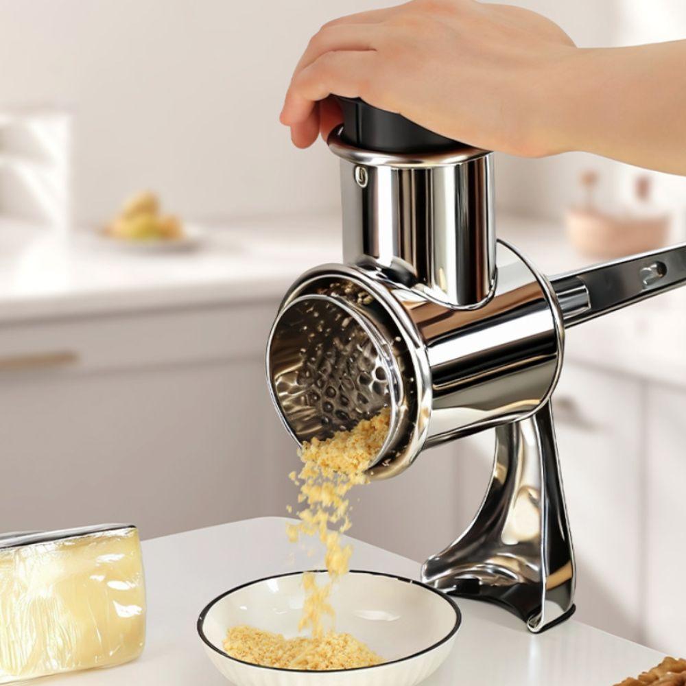 Stainless Steel Cheese Grater with 5 Blades Cheese Shredder Rotary Hand Crank Nut Grinder  Cooking