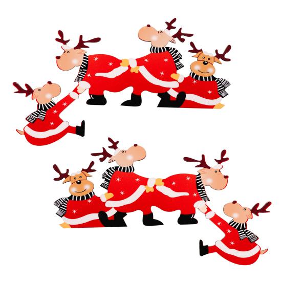 Christmas Door Topper Decoration Wood Santa Claus Reindeer Door Frame Corner Sign for Front Door Window Mantel Shelf Cabinet Home Indoor Decor