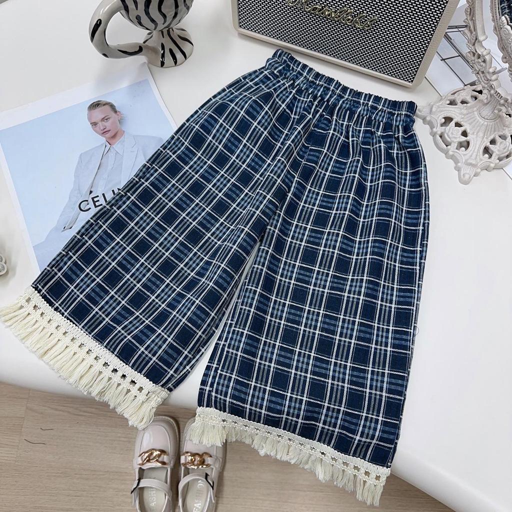 Девочковый клетчатый комплект: топ-майка без рукавов и брюки