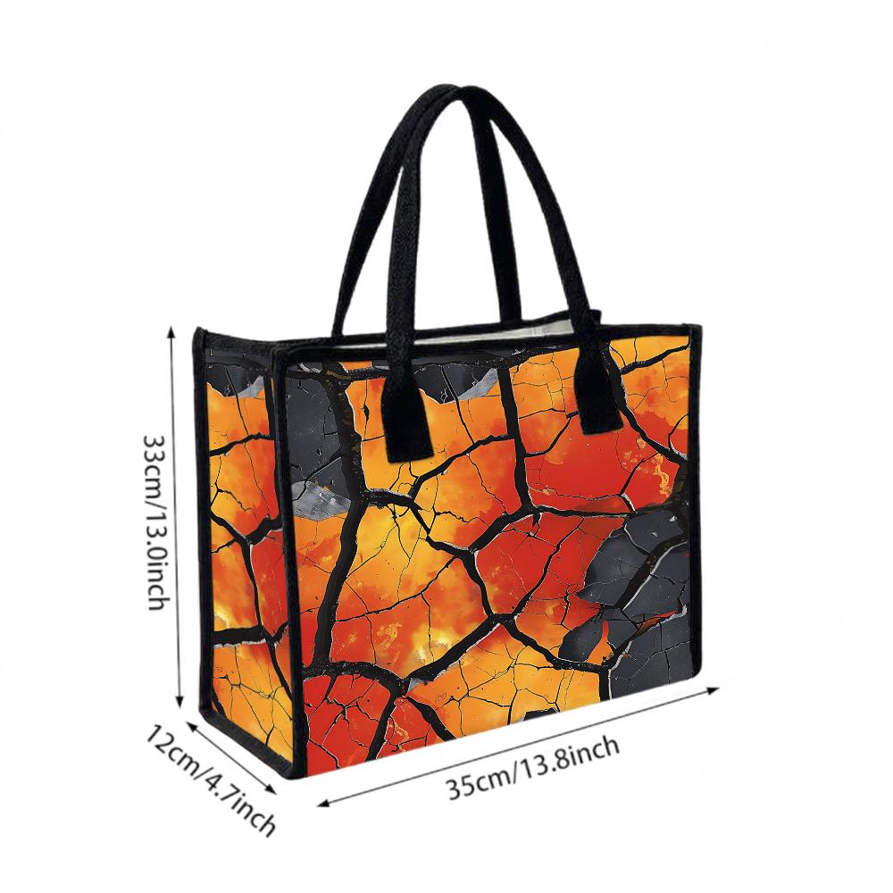 Lava Crack Print Tote Bag Fashion Large Capacity Casual Daily Commuter Shoulder Handbag for Women