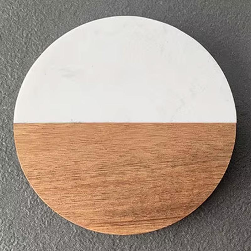 Эко Модерн Индивидуальные Круглые и Квадратные Подставки из Натурального Мрамора и Акации