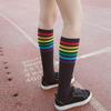 Soft Knee Over Thigh High Stocking Long Hosiery Rainbow Stripe Football Socks
