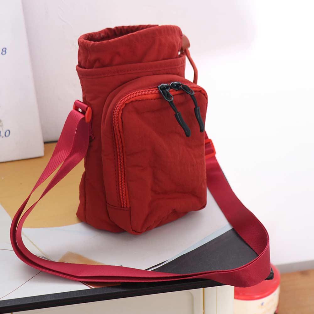Canvas Crossbody Mobile Phone Bag Solid Color Water Cup Bag Shoulder Water Bottle Bag Mobile Phone