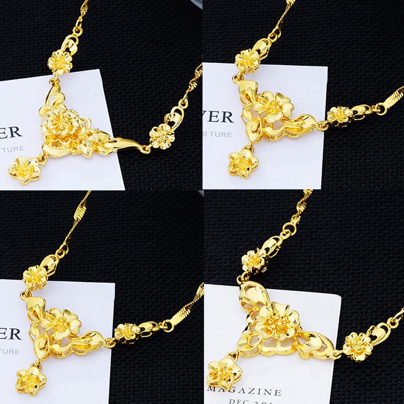 Imitation Gold Necklace Jewelry for Women, Long-lasting Colorfast, Simulated Bride Wedding, Vietnamese Sand Gold Sweater Chain, Versatile