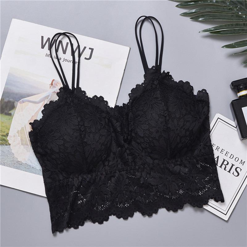 Lady Sexy Lingerie Corset Lace Floral Bralette Padded Bra Camis Underwear Wire Free Sheer Lace