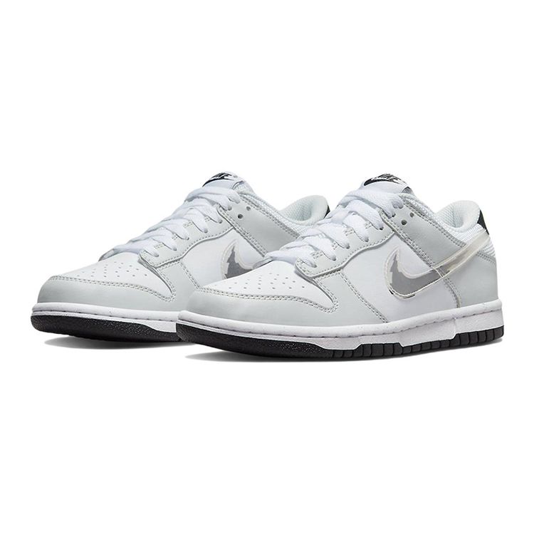 Nike Детские кроссовки Dunk Low GS Glitch Swoosh White Photon-Dust Black DV3033-001