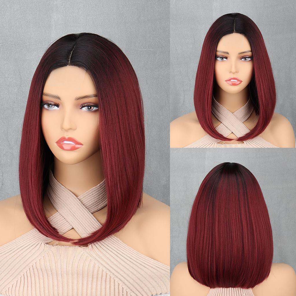Straight Shoulder Length Bob Wigs Synthetic Natural Soft Hair Replacement Wigs For Women Girls For Daily Party Cosplay