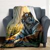 1pc Tiger Print Blanket Warm, Cozy, And Soft, Suitable for Sofas, Beds, Cars, And Office Use.Perfect for Camping And Travel, Making It a Great Gift fo