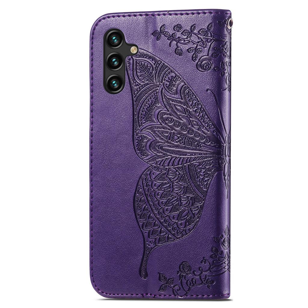 For Samsung Galaxy A24 4G (162.1 X 77.6 X 8.3mm) Stand Wallet Case PU Leather Butterfly Imprinted Flip Phone Cover