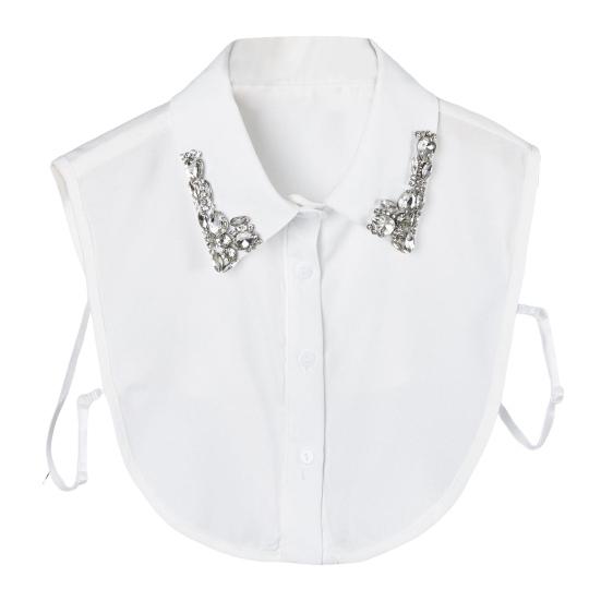 Блестящий съемный воротник со стразами, красный рождественский клетчатый, искусственный воротник, женский съемный накладной воротник, акцент для свитера