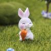 Mini Miniature Rabbit Figurine Cartoon Miniature Resin Hare Handicraft Carrot Bunny Statue