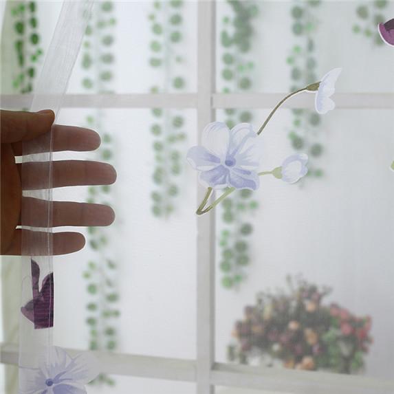 Спальня Гостиная Шторы с цветочным узором Кухня Двери Окна Прозрачные украшения Шторы