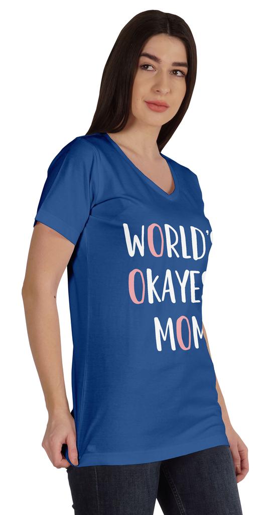 Inkmeso World  S Okayest Mom Graphic Tshirt Short Sleeve Mother  S Day Gift