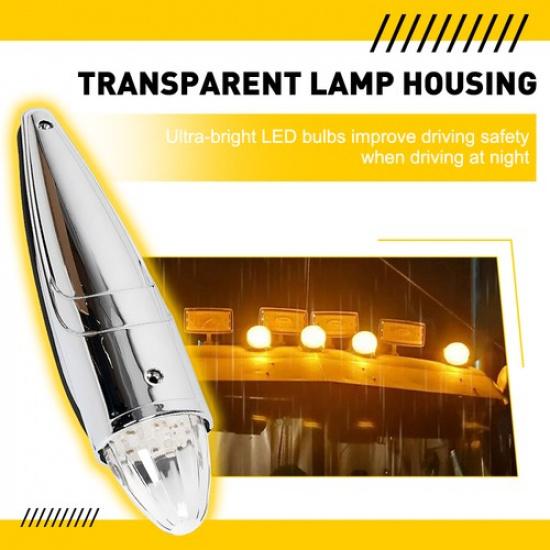 5X Cab Roof Marker Lights Yellow 17 LED Lights For Peterbilt Kenworth Van Truck