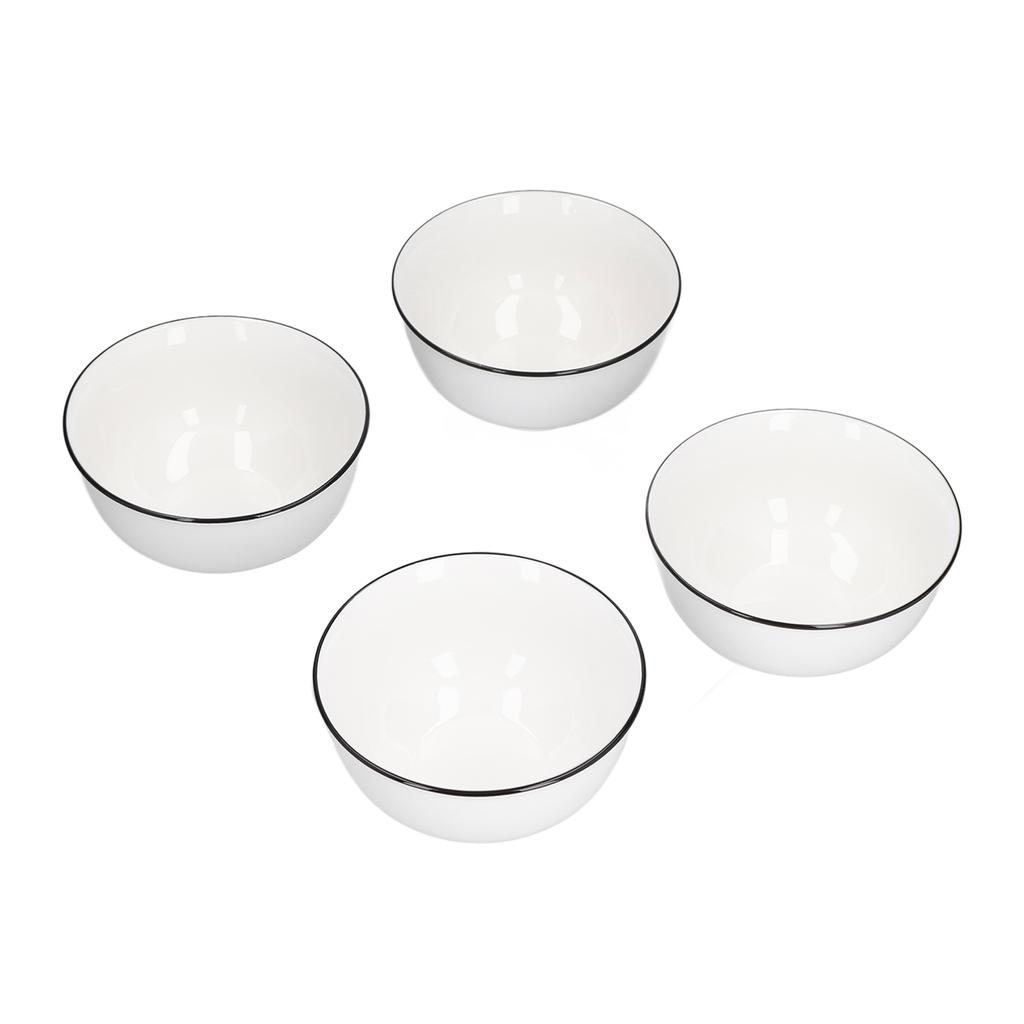 4PCS 6in Soup Bowl White Ceramic Noodle Bowl Eco Friendly Rice Bowl for Kitchen Restaurant