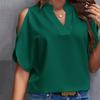 Женская повседневная рубашка с v-образным вырезом и открытыми плечами, пуловер с короткими рукавами, однотонная блузка свободного покроя