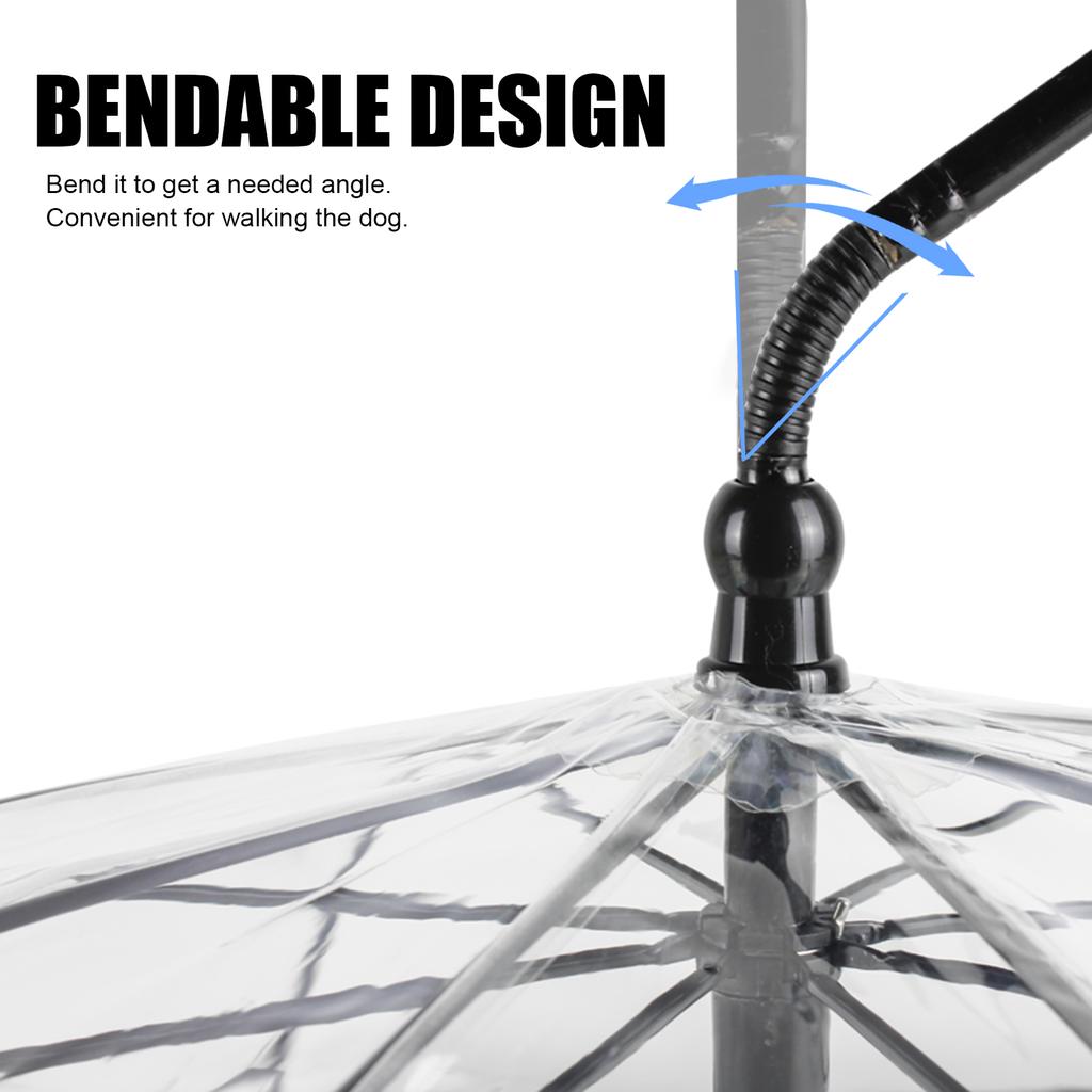 Dog Umbrella with Leash Chain Transparent Cover for Small Medium Dogs In Rain Snowy Weather