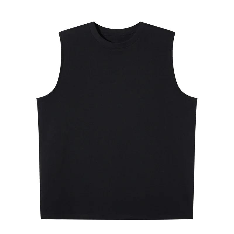Новое поступление Мужская футболка без рукавов Летняя мода Однотонная футболка без рукавов с круглым вырезом Мужская Женская Хлопок Повседневная Свободная Уличные Топы