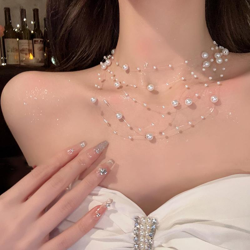 Многослойное жемчужное цыганское ожерелье супер-фея 2026 новая цепочка на ключицу женская цепочка на шею украшение